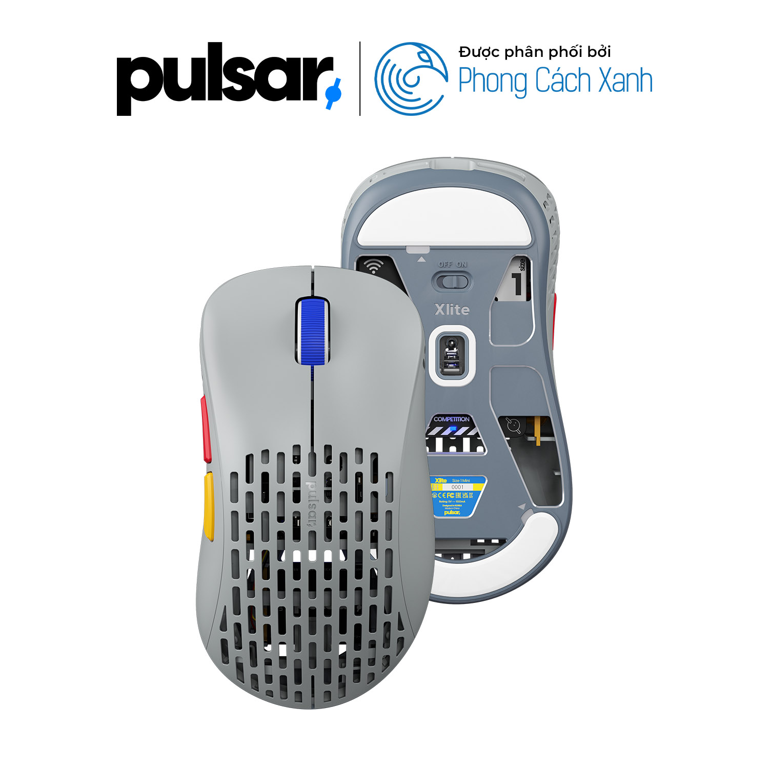 Chuột không dây siêu nhẹ Pulsar Xlite Wireless v2 Retro Gray - Medium/Mini (Limited) - Hàng Chính Hãng
