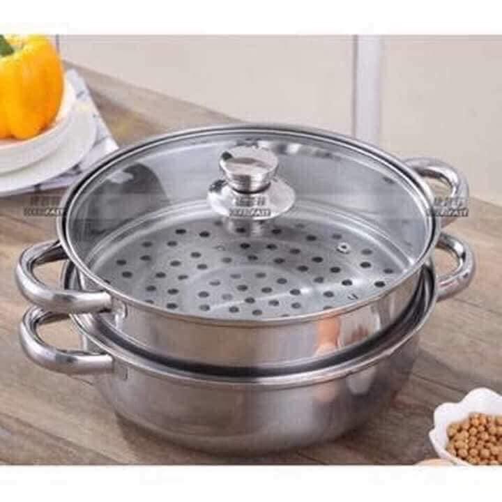 Nồi hấp 2 tầng inox size 28cm