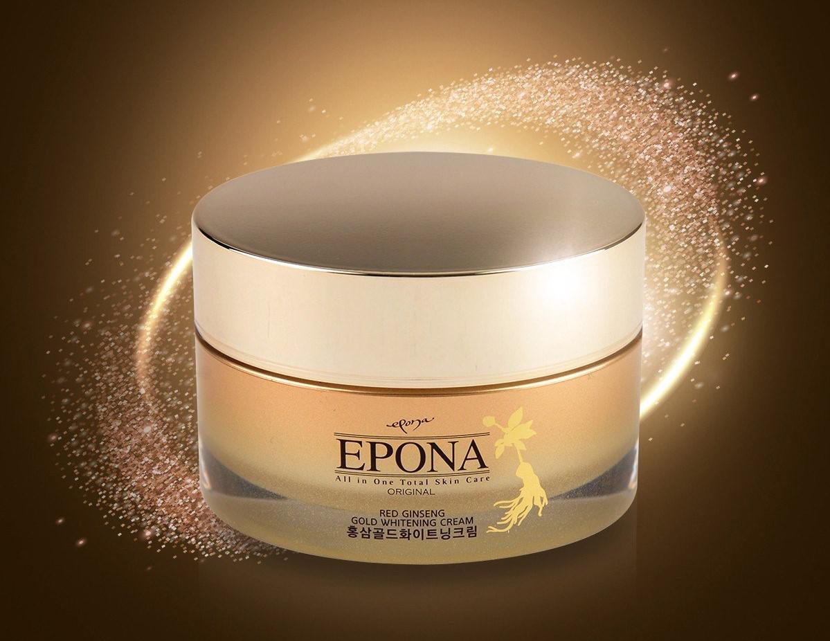 Kem Hồng Sâm Dưỡng Trắng da, Giảm Thâm Nám Epona Red Ginseng Gold Whitening Cream 50ml + Tặng Kèm 1 Băng đô Tai Mèo (Màu Ngẫu Nhiên)