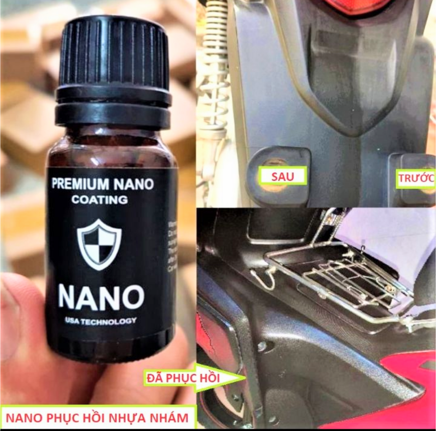 CHAI DUNG DỊCH NANO ĐÁNH BÓNG NHỰA NHÁM XE MÁY XE HƠI ÔTÔ NHƯ MỚI HÀNG CAO CẤP