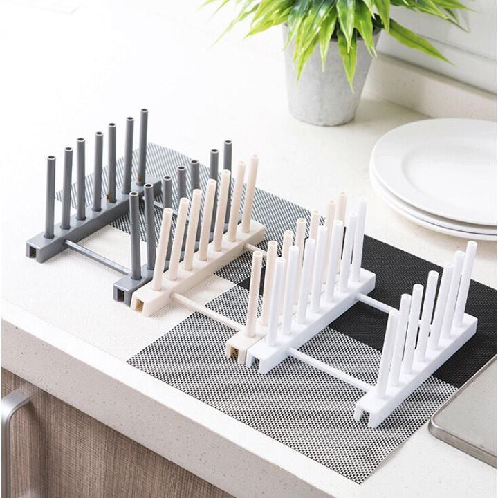 Kệ nhựa để chén dĩa tiện lợi hình chữ T - giao màu ngẫu nhiên