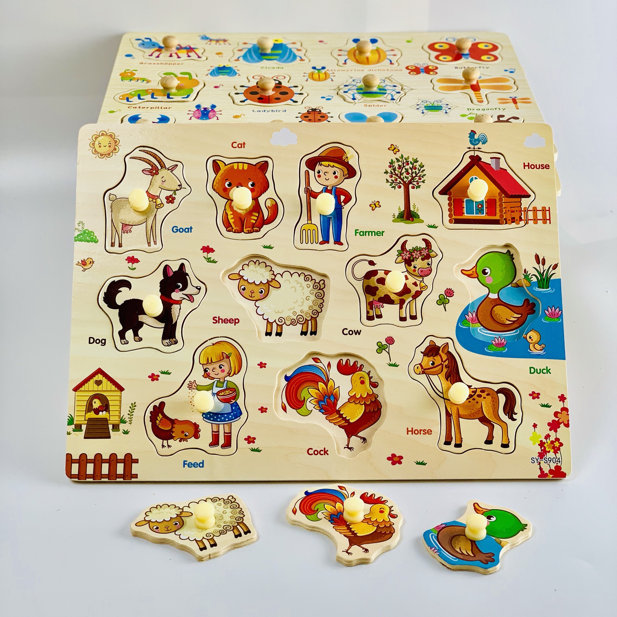 Set 5 bảng ghép hình có núm _ đồ chơi giáo dục MK02