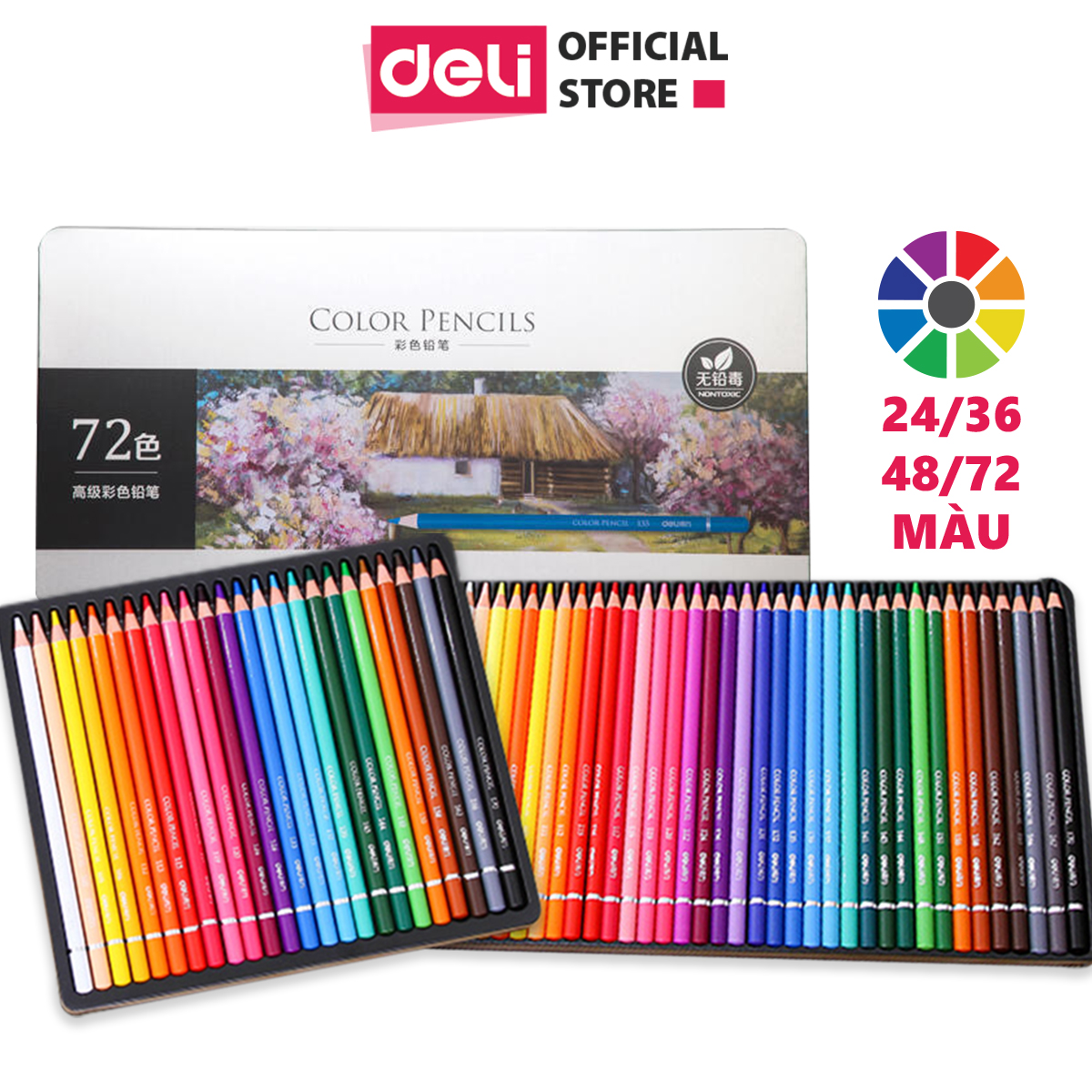 Bút chì màu gốc dầu cao cấp Deli – 6565  6566  6567 – 72 màu – 6568