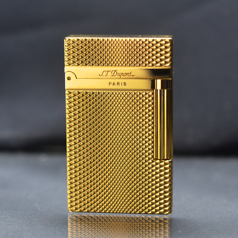 Vỏ Hột Quẹt Bật Lửa Ga Đá Upon Họa Tiết Ô Vuông Sóng D112V Màu Vàng - Dùng Gas Đá Cao Cấp
