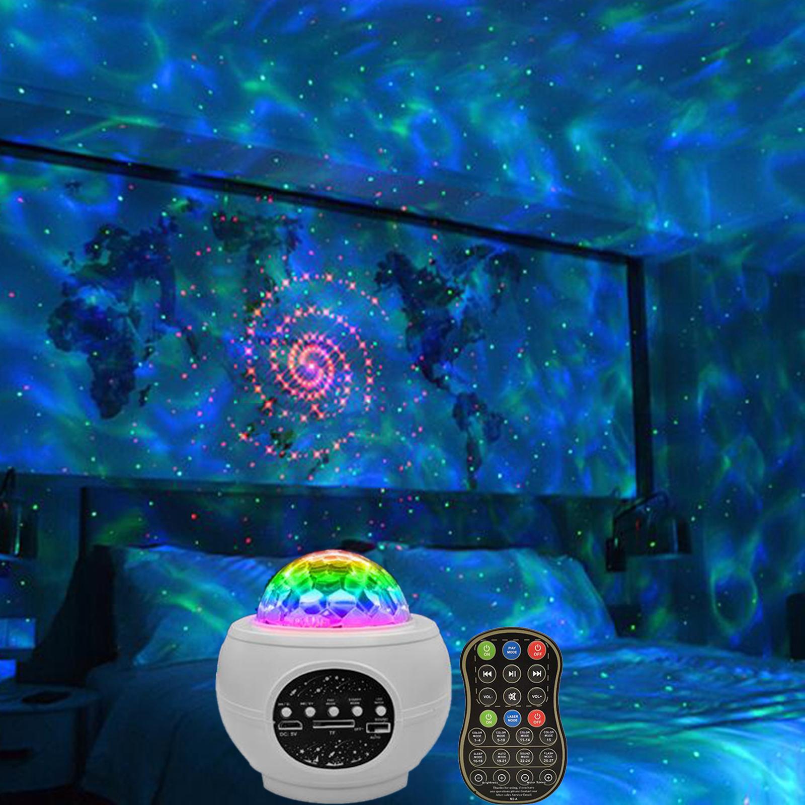 LED Star Projector Night Light, Galaxy Projector Bluetooth Speaker Starry Ocean Wave Lights Lamp for Christmas Birthday Party Stage Bedroom Wedding