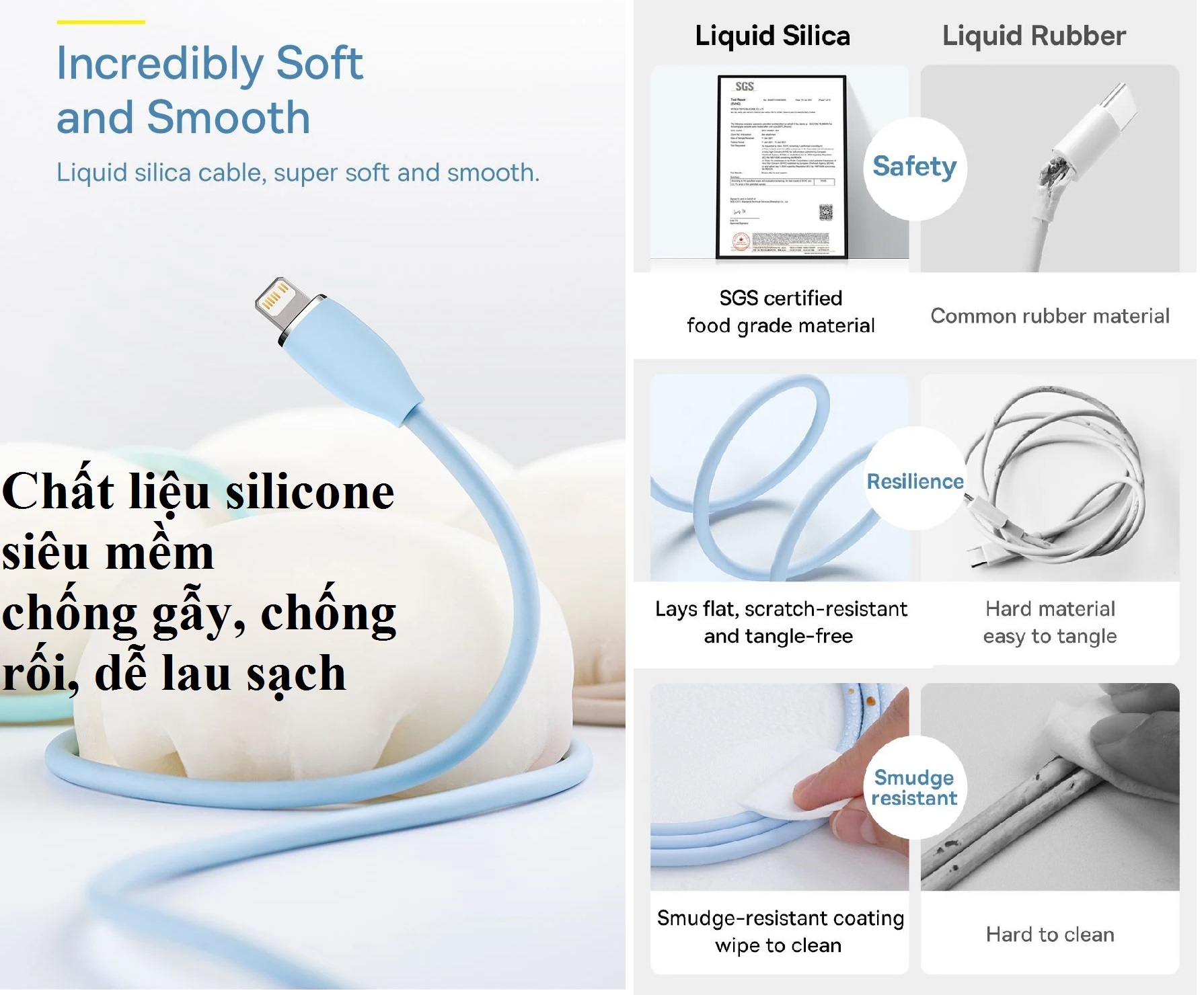 Cáp sạc nhanh 20W cho iP dây silicone siêu mềm Baseus Jelly Liquid Silica Gel - Hàng chính hãng