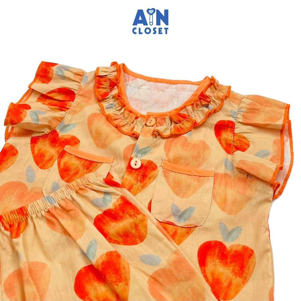 Hình ảnh Bộ quần áo lửng bé gái họa tiết Táo Tim cam cotton - AICDBG7INKX4 - AIN Closet