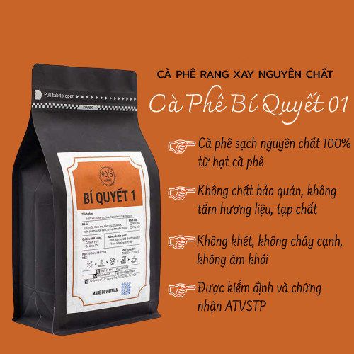 Cà Phê Rang Xay Nguyên Chất - 90S Coffee Vietnam | Bí Quyết 01 | Công Thức Phối: Arabica + Robusta + Culi | 100% Cà Phê Sạch | Đậm Đà - Chua Nhẹ