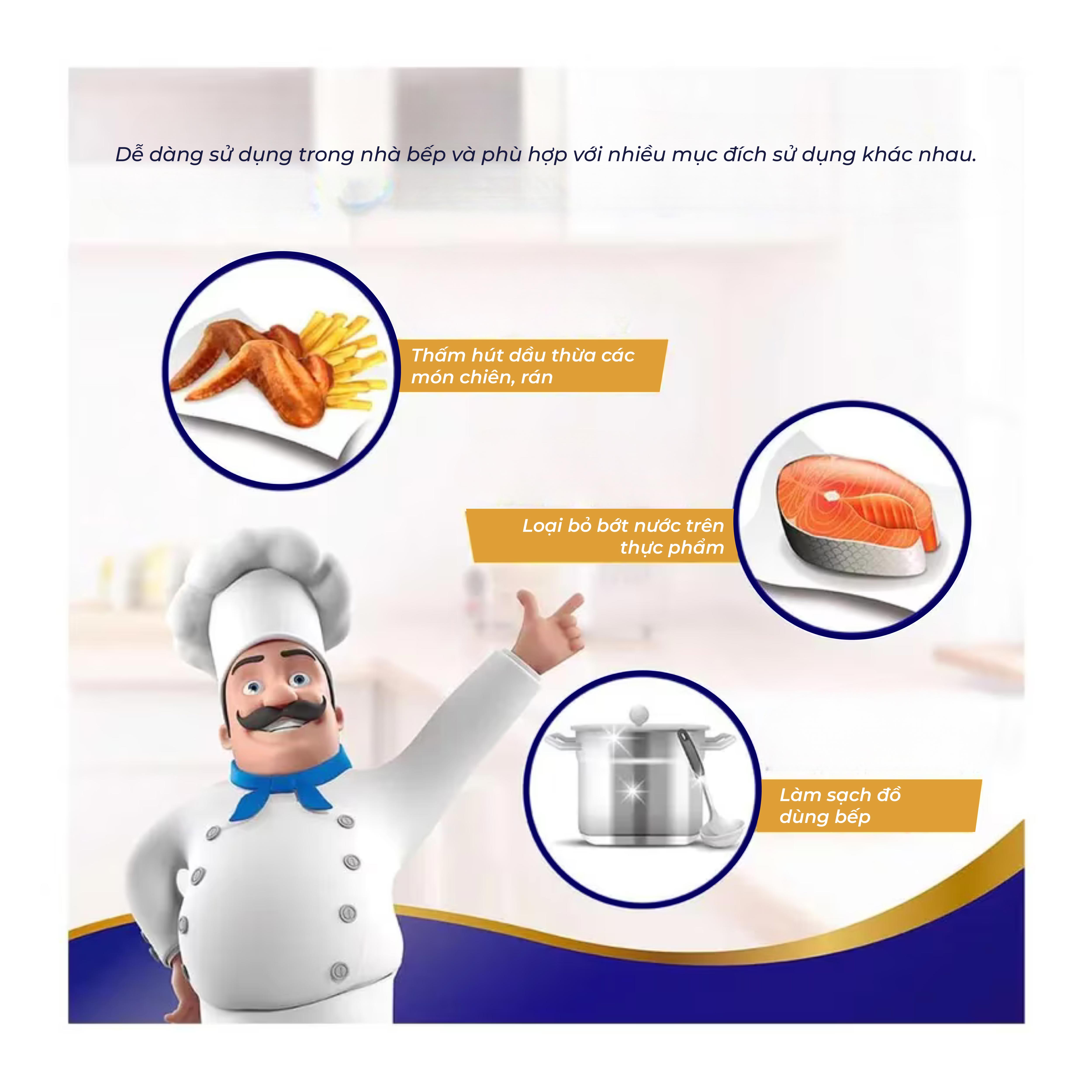 [MUA 1 LỐC KHĂN BẾP CUỘN TẶNG 1 GÓI KHĂN BẾP RÚT + 1 GIÁ ĐỠ BẾP] Khăn giấy bếp đa năng siêu thấm Tempo (4 Cuộn) - Thương Hiệu Đức