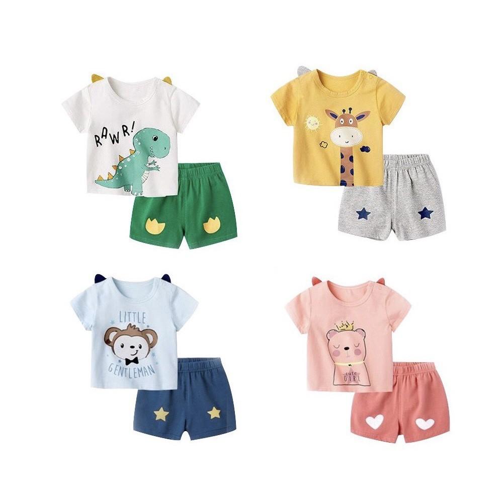 Bộ cộc tay cho bé Bộ cộc tay KHỦNG LONG XANH cho bé trai bé gái chất thun lạnh cao cấp siêu mềm siêu mát
