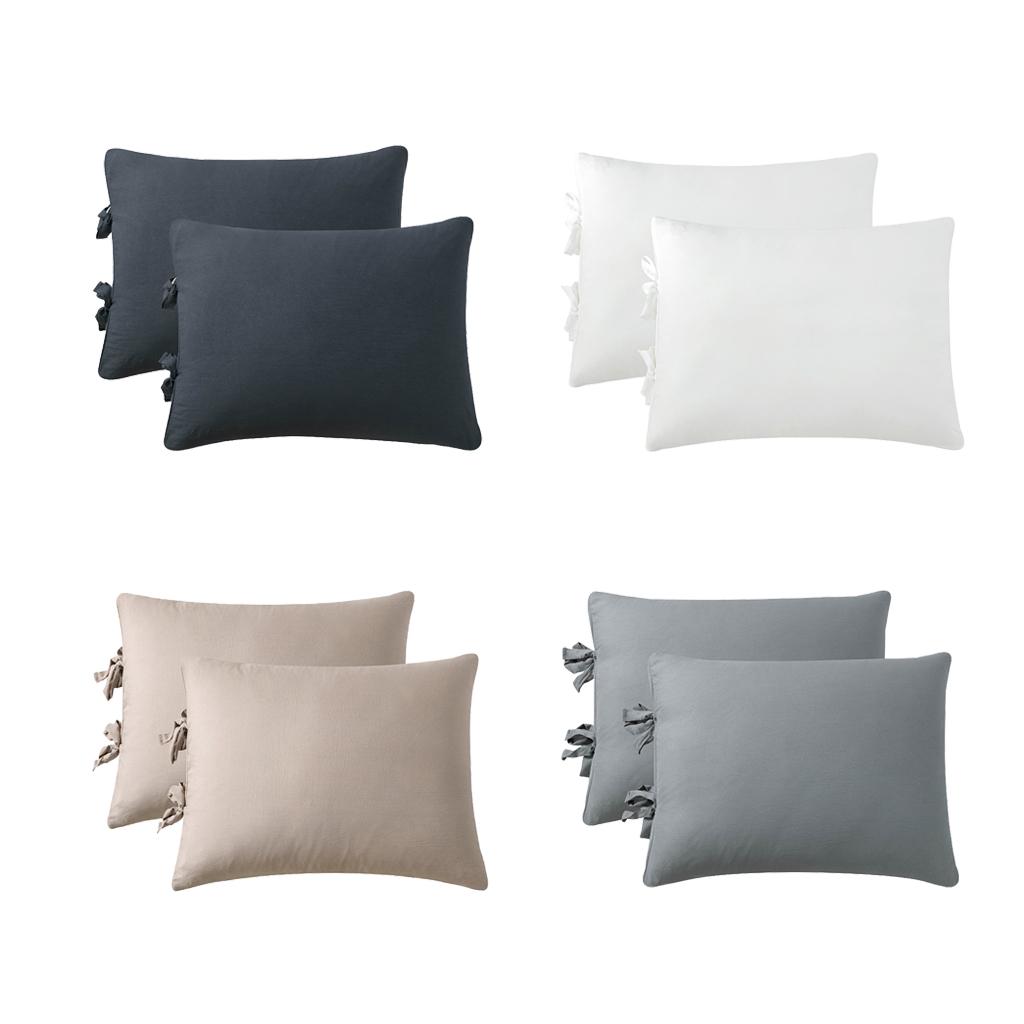 Solid Color Polyester Pillow Case Cushion Cover with Ties 2-in-1