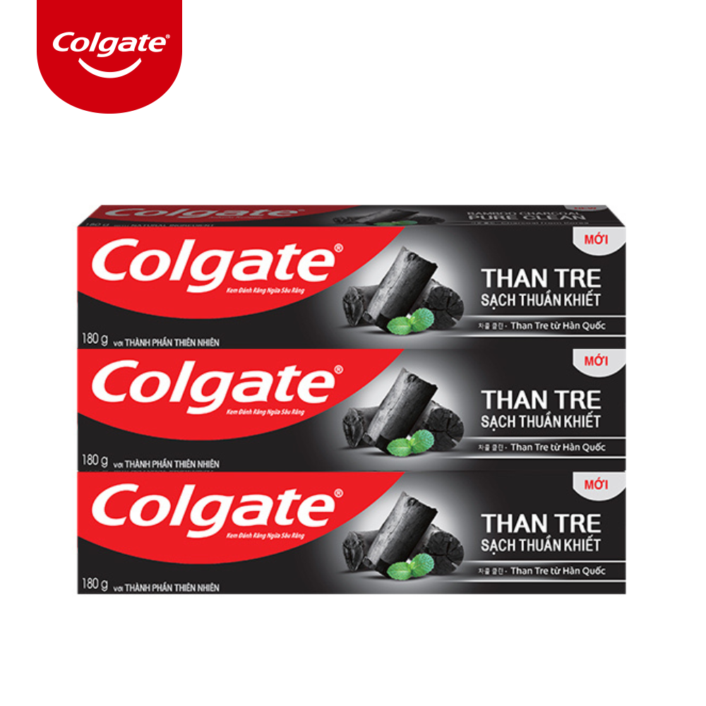 Bộ 3 Kem đánh răng Colgate Than tre sạch thuần khiết từ Hàn Quốc 180g/ tuýp