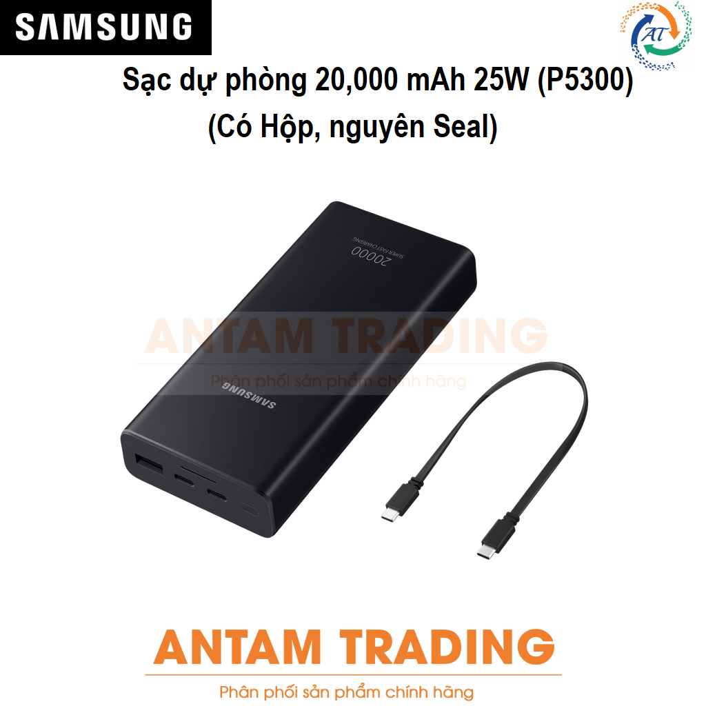 Sạc Dự Phòng Samsung 20.000mAh 25W (EB-P5300) (kèm cáp Type-C 0.3m) - Hàng Chính Hãng