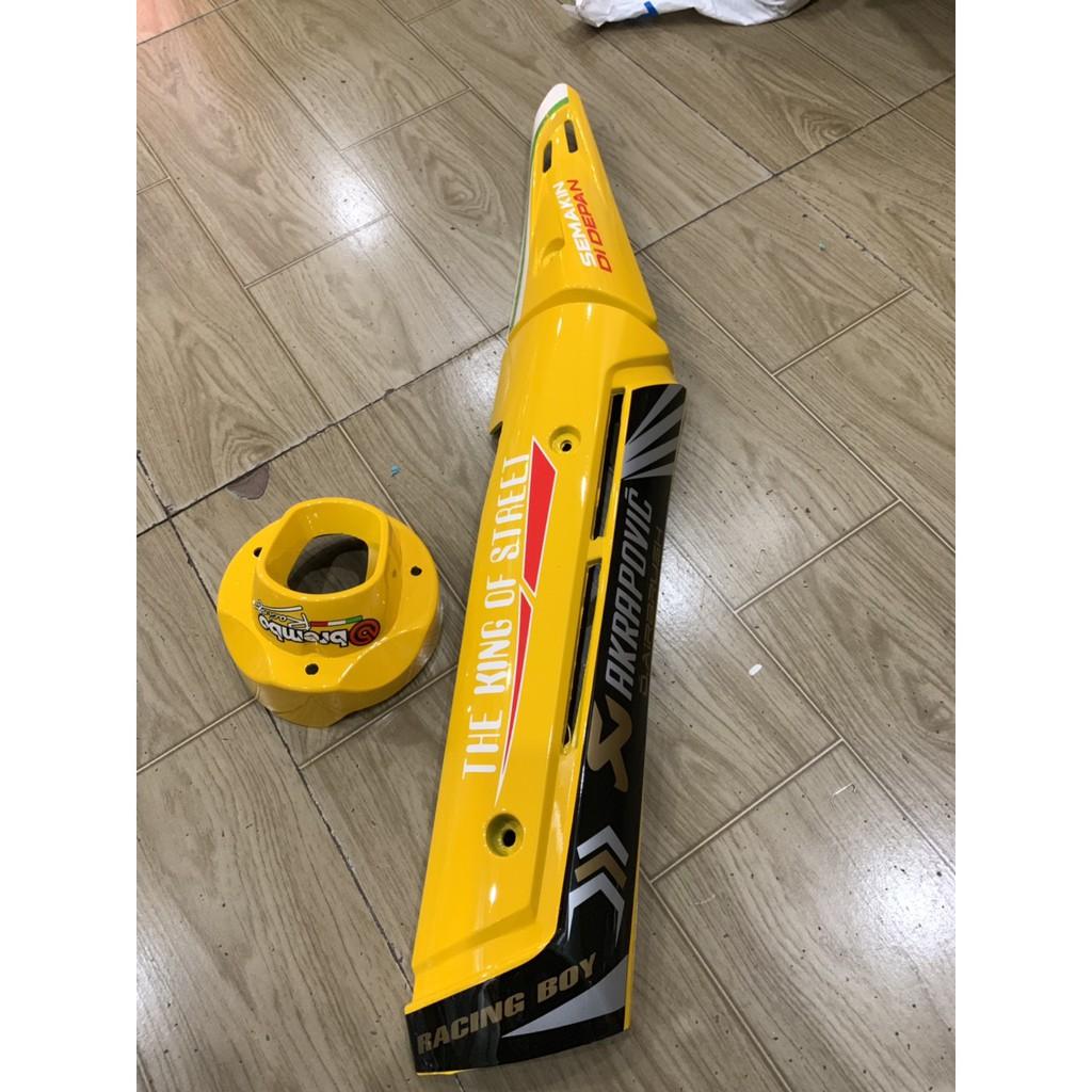 Ốp pô và chụp đích pô xe exciter 150 mẫu mới màu vàng