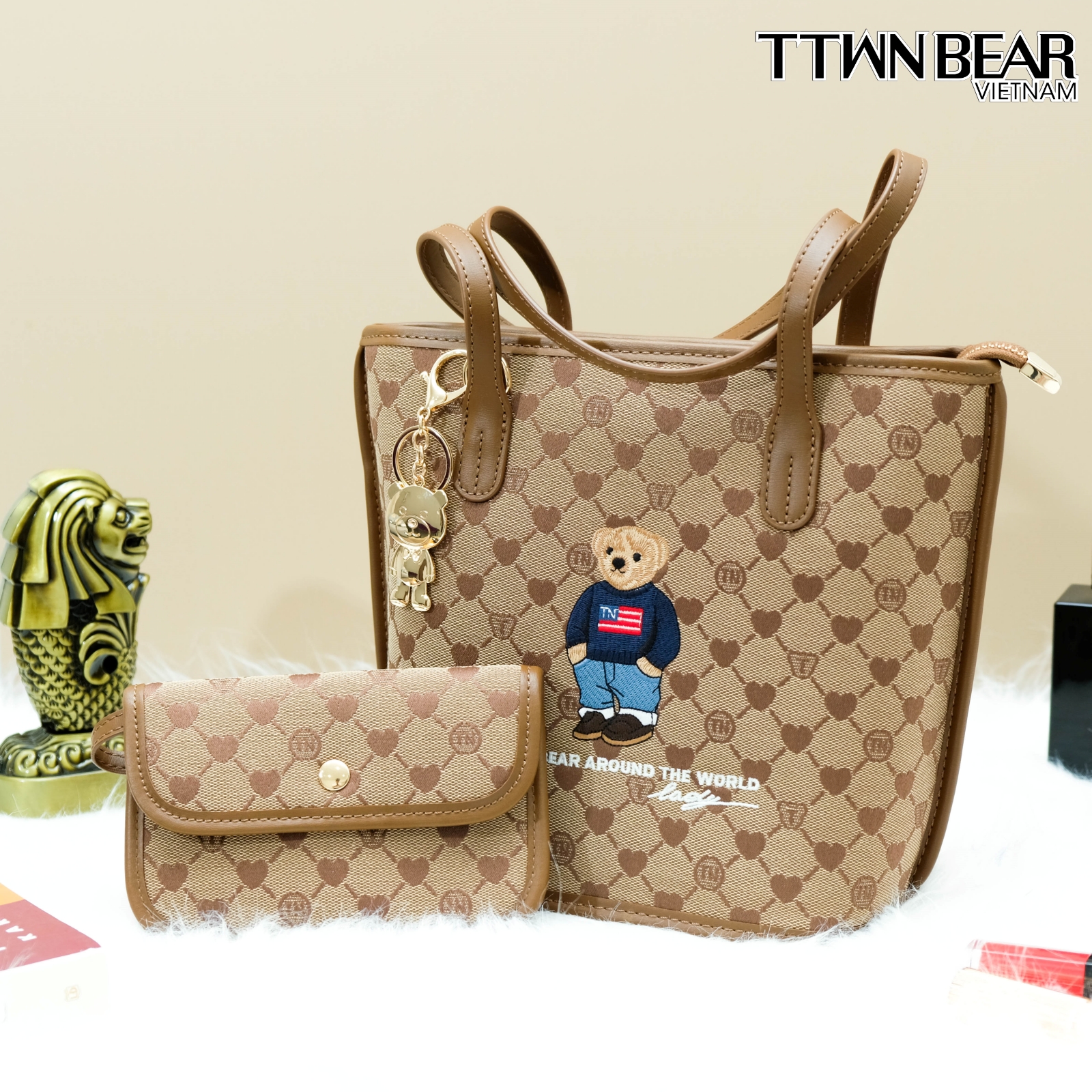 Túi xách nữ TN3389 đeo chéo thời trang công sở đi học đi chơi TTWN BEAR da PVC cao cấp