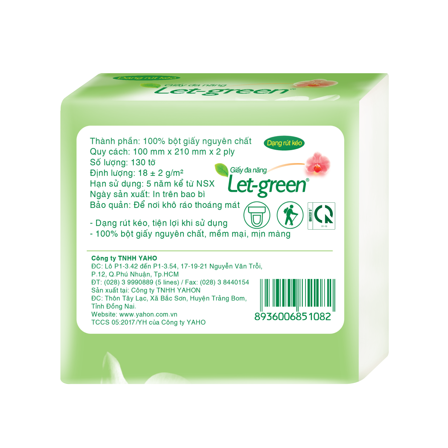 - BỘ 6 TÚI GIẤY VỆ SINH ĐA NĂNG LET-GREEN 10*21CM 130 TỜ