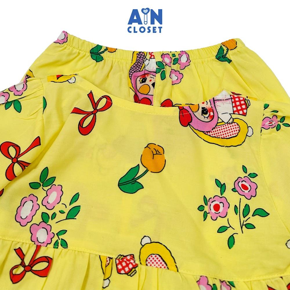 Bộ quần áo Dài bé gái hoạ tiết Baby Three Vàng Lanh lụa - AICDBG7BKQNL - AIN Closet