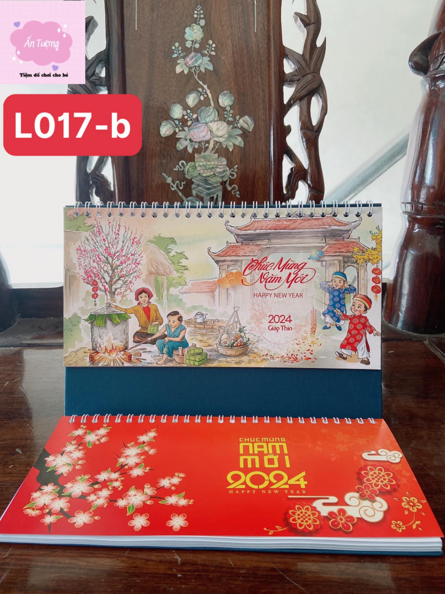 Lịch Tết 2024- Xuân Quý Mão - Lịch 2024 để bàn văn phòng chữ M - 2 lò xo với chủ đề hay, ý nghĩa