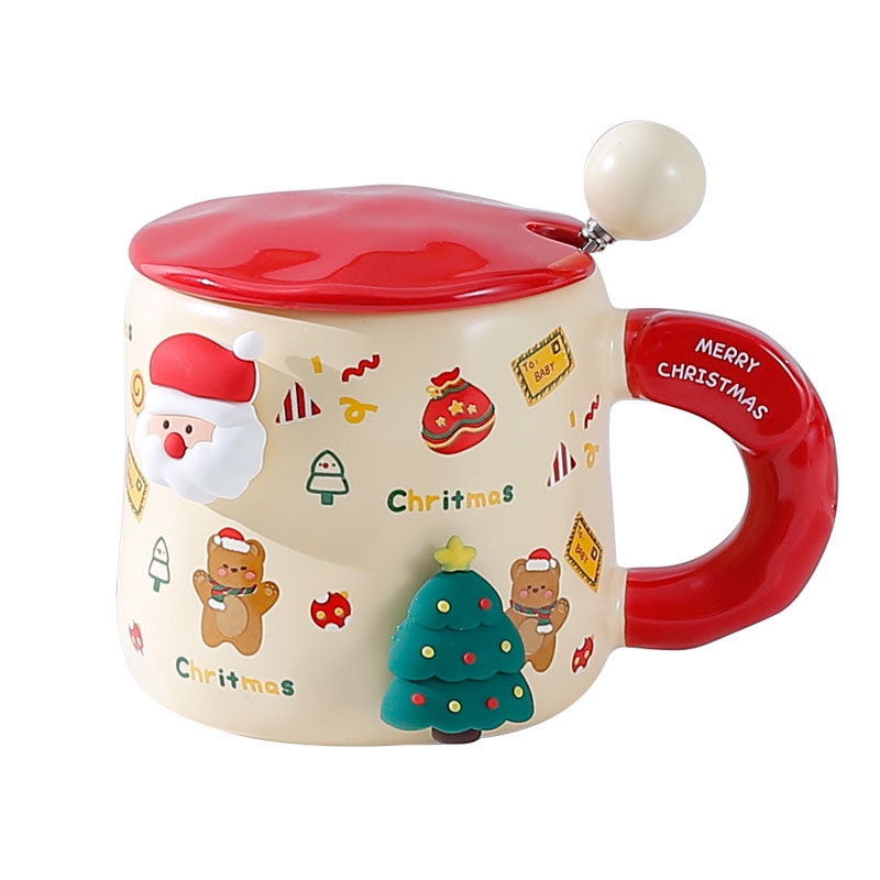 Ly cốc gốm sứ Noel 357ml có gắn tặng kèm charm nam châm xinh xắn