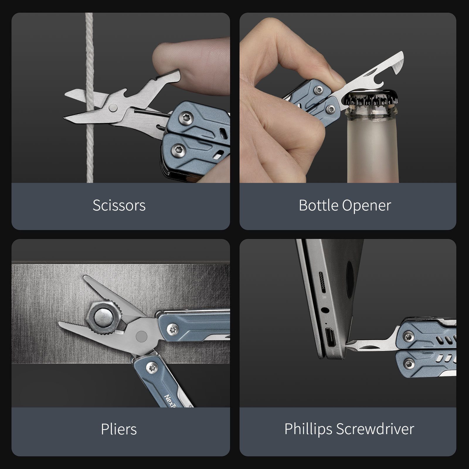 NexTool Mini Sailor 11-In-1 Multi-Function Tools Pliers Wire Cutters Retrieve Card Pin Screwdriver Scissors Bottle Opener Knife