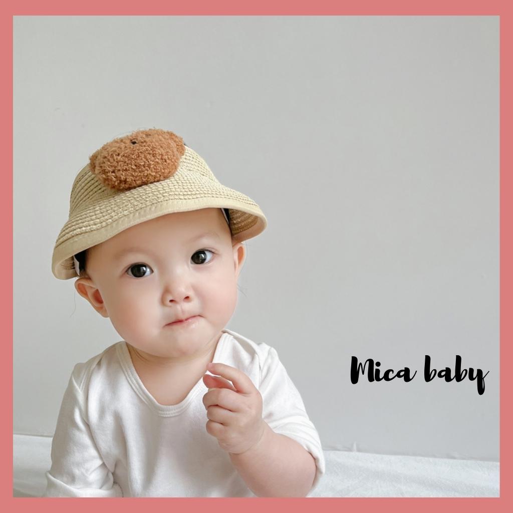 Mũ nón cói nửa đầu đính gấu bông xù đáng yêu cho bé 6m-7y Mimo baby MH109