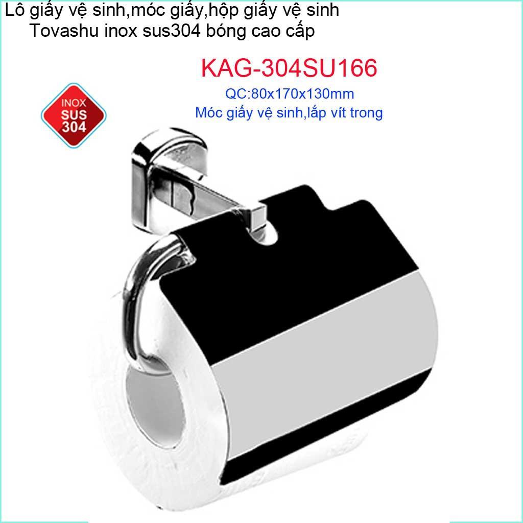 Kệ giấy nhà vệ sinh KAG-304SU166, hộp đựng giấy nhà vệ sinh Inox SUS304 Nhật cao cấp