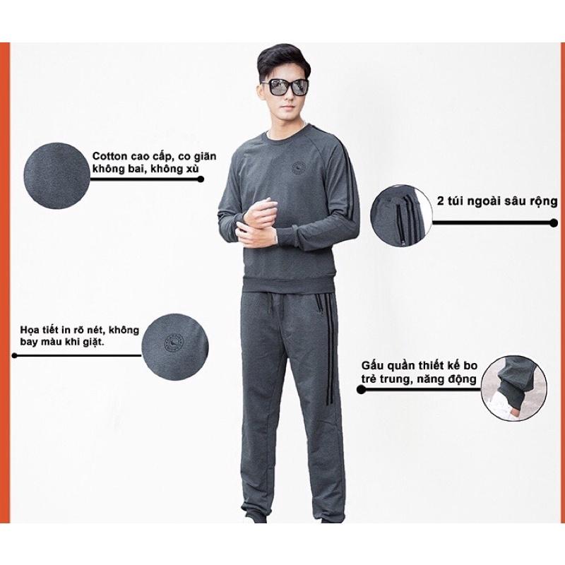 Bộ thể thao nam thu đông chất nỉ cotton da cá cao cấp hàng THIẾT KẾ