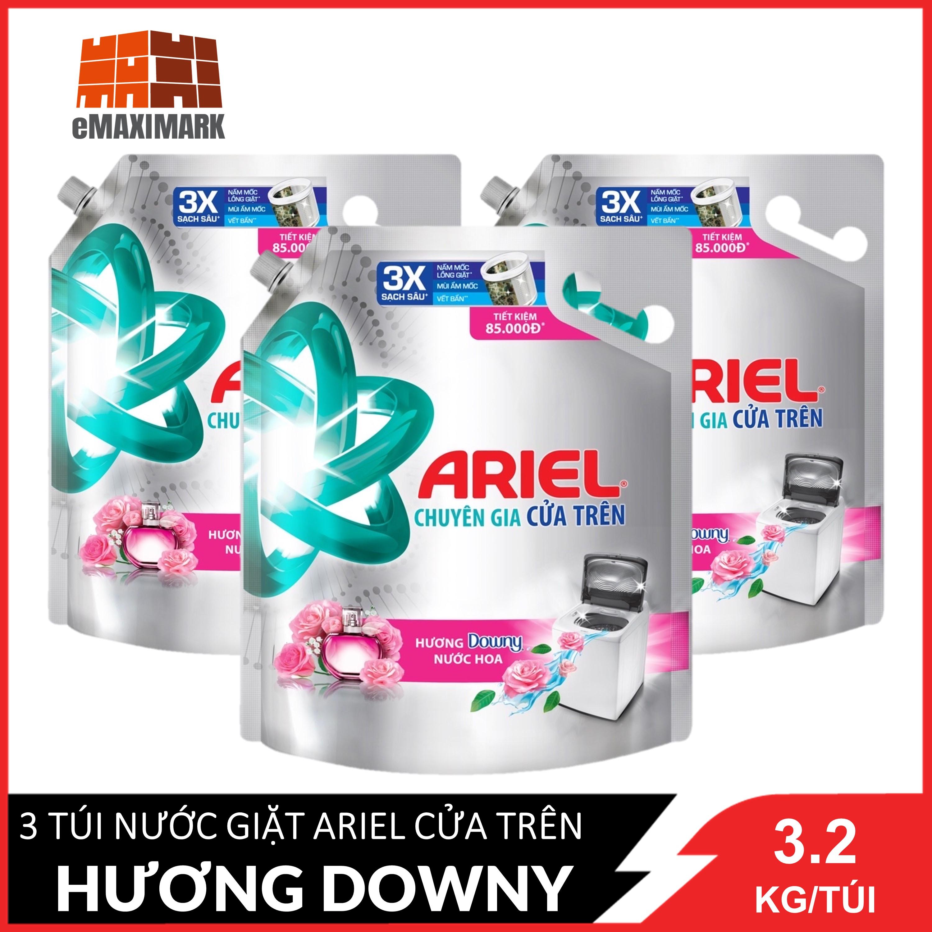 COMBO 3 Túi Nước giặt Ariel Cửa Trên Hương Downy Túi 3.2 Kg