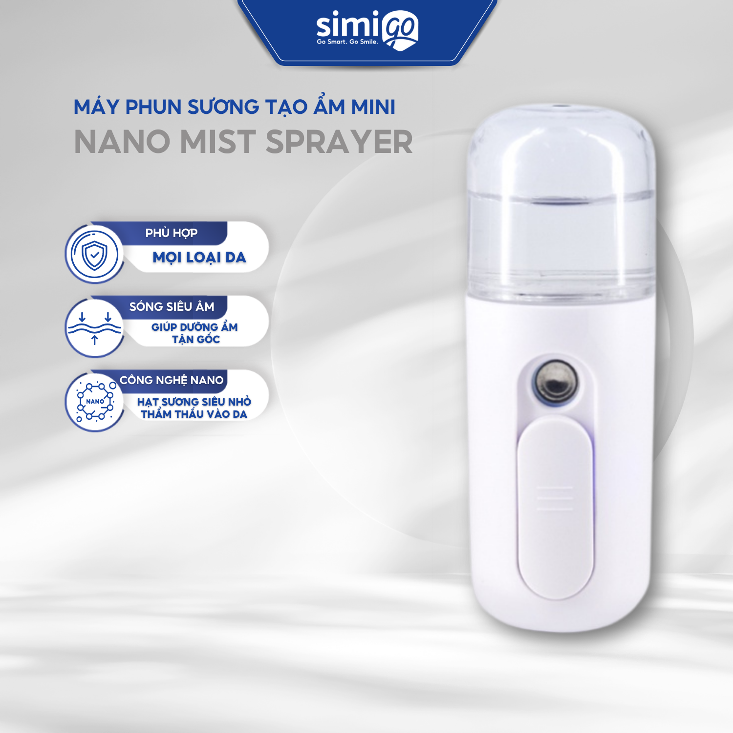 Máy phun sương tạo ẩm mini cầm tay Nano Mist Sprayer cấp ẩm cho da
