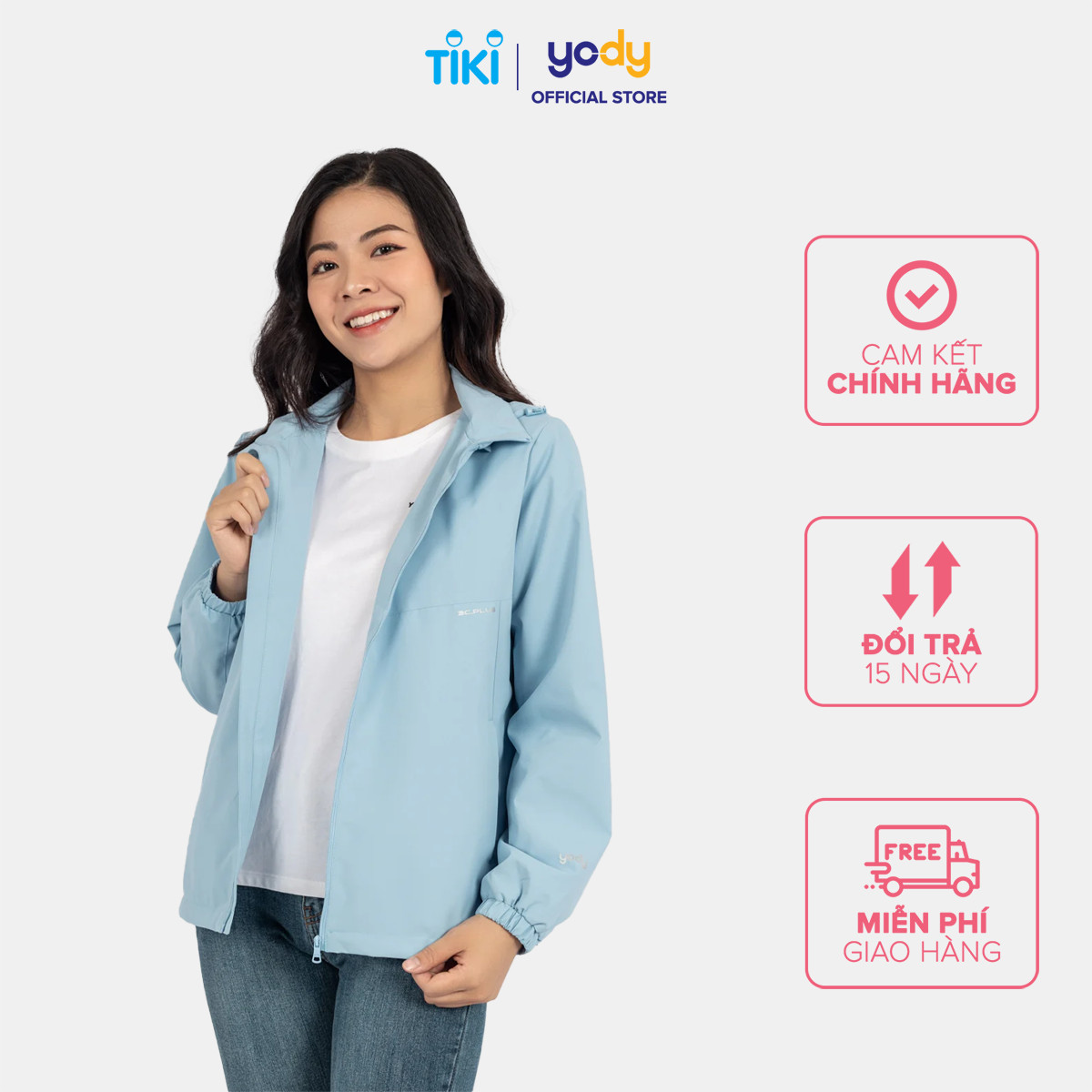 Áo Khoác Gió Nữ YODY 3C Plus cao cấp 2 lớp Cản gió, Cản bụi, Chống ngấm nước AKN5040