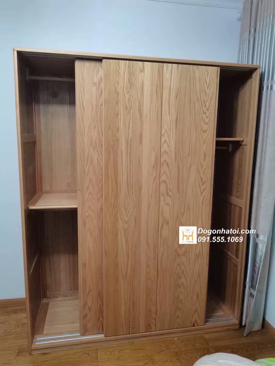 Tủ quần áo của lùa 2 cánh gỗ sồi tự nhiên 2m x 1m8 - TA215