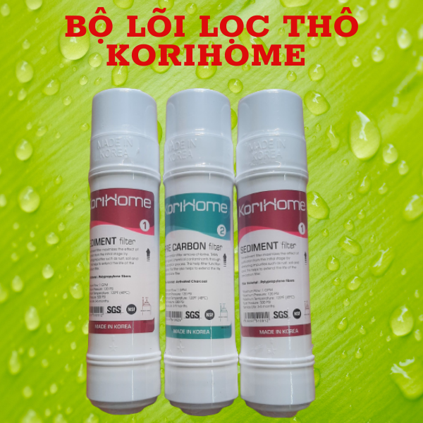 Bộ lõi lọc nước 123 Korihome ,dùng cho máy nóng lạnh, dùng được cho máy Kangaroo, Karofi, CNC…