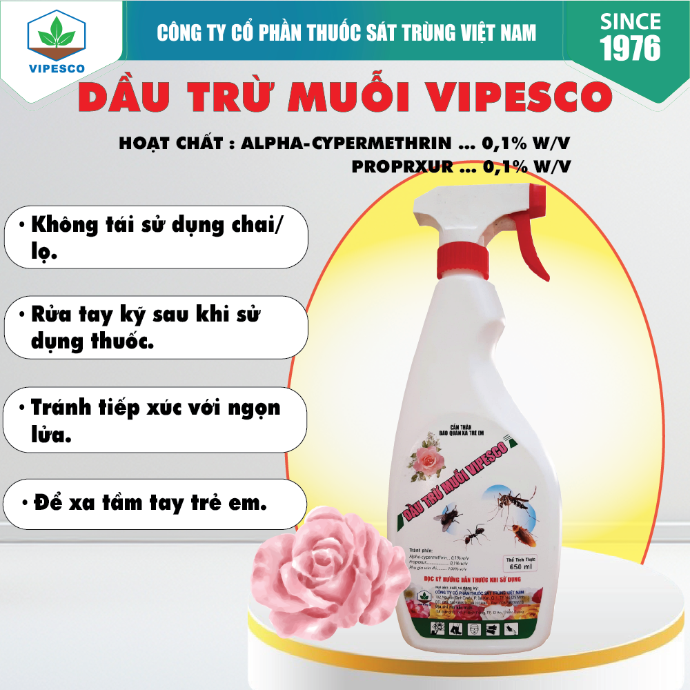 DẦU TRỪ MUỖI CÓ VÒI HOA HỒNG (650ml)
