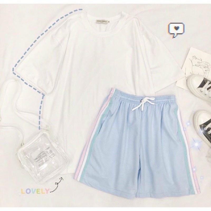 Quần short thun nữ, Quần Đùi Unisex họa tiết 3 sọc màu cực đẹp