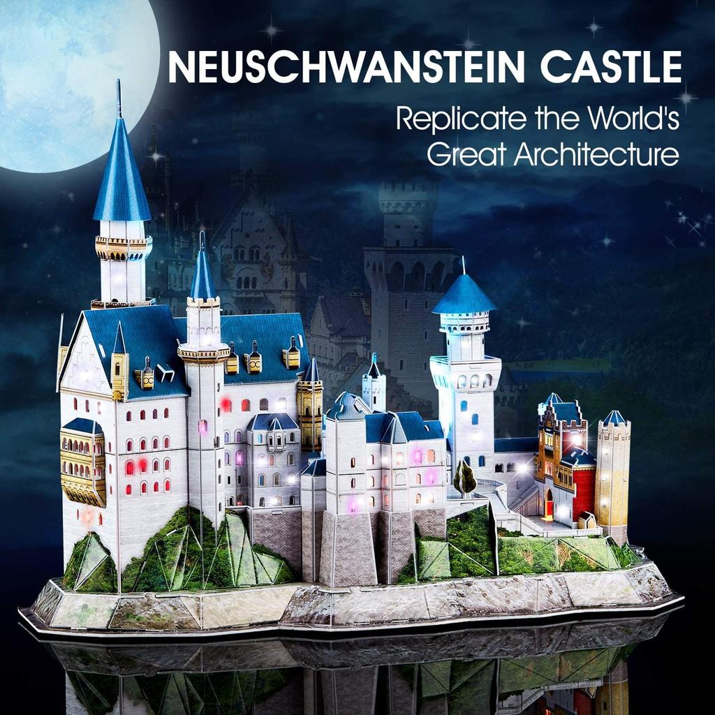 Mô hình giấy 3D - Led lâu đài cổ tích Đức - Neuschwanstein castle (L174h)