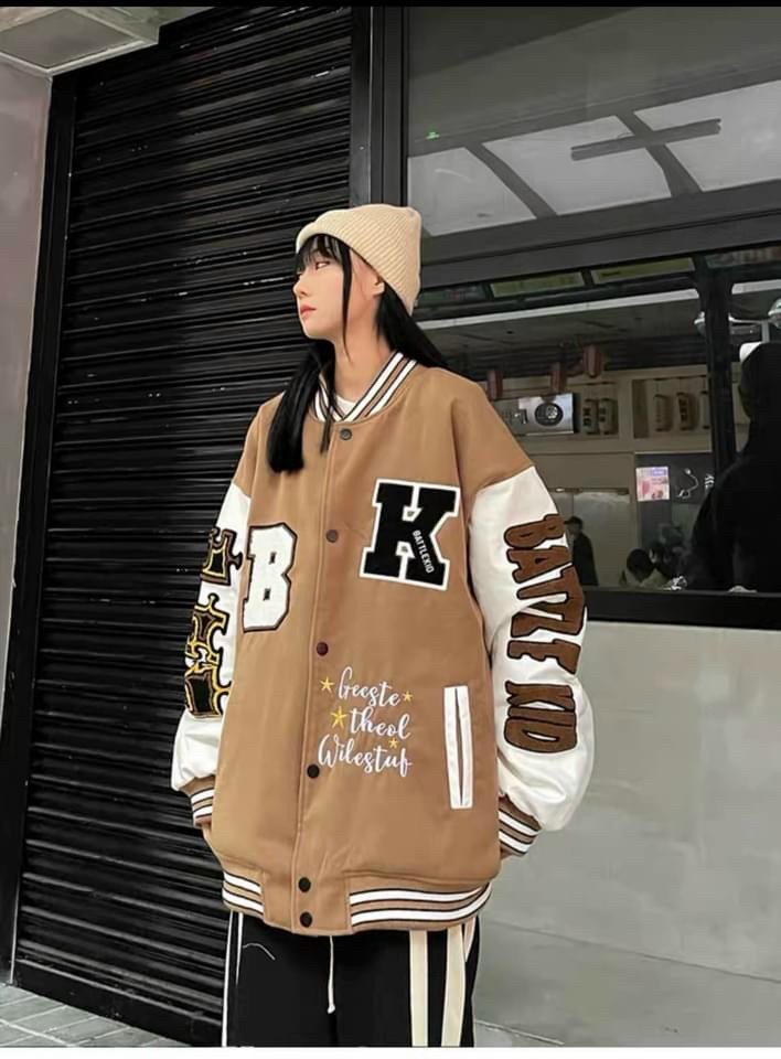 Áo Khoác Retro Thêu Chữ Bóng Chày,Áo Khoác Bomber chữ BK Nam Nữ cho các Trận Đấu, áo cardigan chữ K đường phố, Áo bomber nỉ in chữ B unisex ulzzang phong cách hàn quốc cá tính dễ phối đồ, áo khoác bomber chữ KB