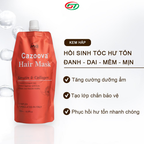 Kem Ủ Tóc Cazoova Hair Mask 500ml - Bổ Sung Collagen, Phục Hồi Tóc Khô Xơ, Giúp Tóc Mềm Mượt