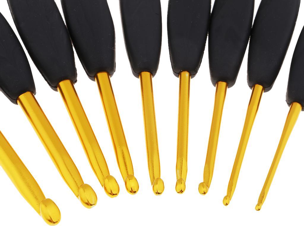 9 Chiếc Nhôm Móc Kim Bộ Tay Cầm Mềm Màu Đen 2 Mm-6 Mm