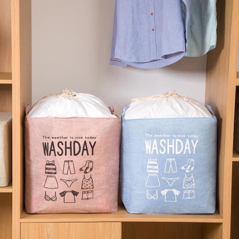 Túi Đựng Chăn Màn, Quần Áo Khung Thép Washday Siêu Lớn 2 Kích Thước, Chống Ẩm Mốc, Tiết Kiệm Diện Tích
