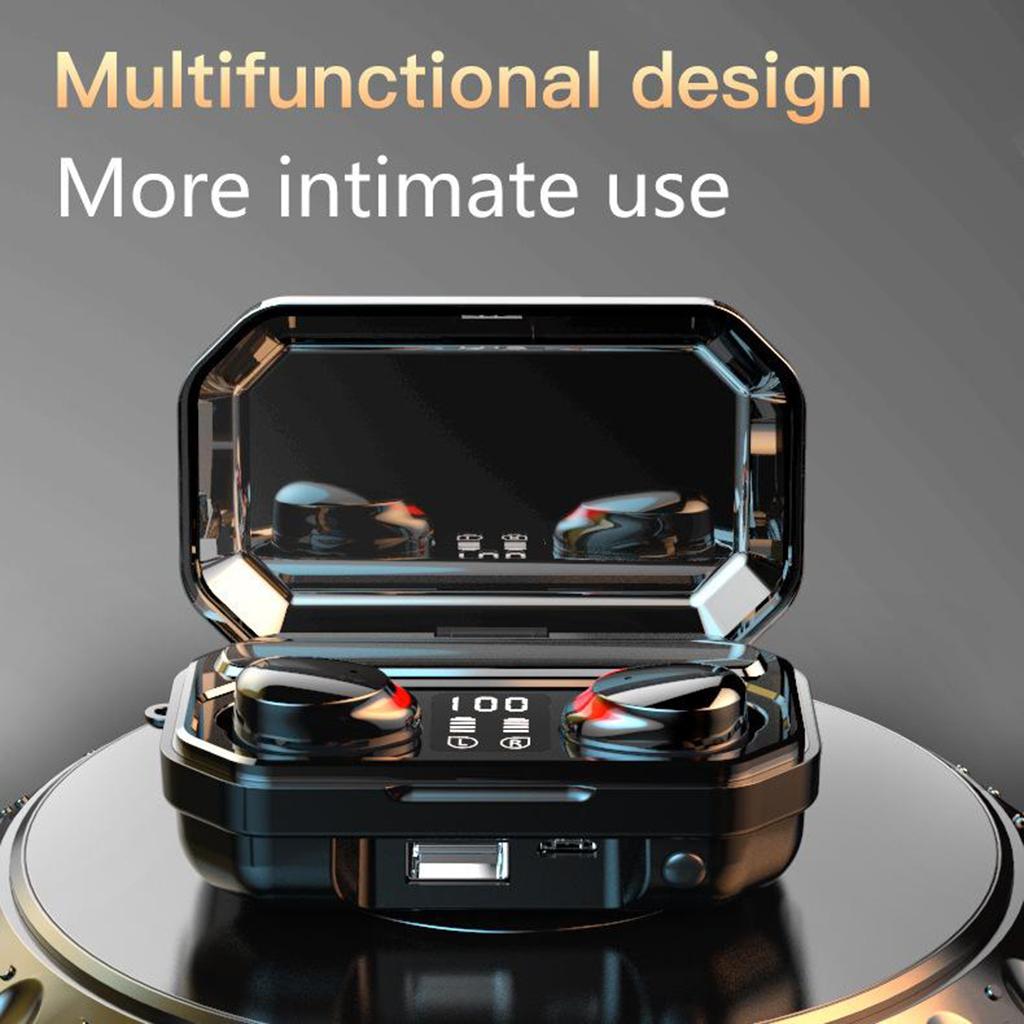 True Wireless Earbuds, Bluetooth 5.1 Earbuds in-Ear TWS Stereo Headphones Smart LED Display Charging Case Waterproof Built-in Mic for Sports Work