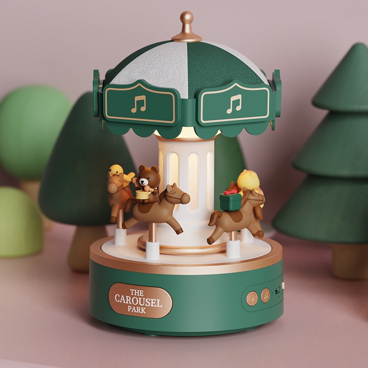Hộp Nhạc Đèn Ngủ Vòng Xoay Ngựa Gỗ Ngọt Ngào Trang Trí Có Nhạc Music Box_ Hàng chính hãng