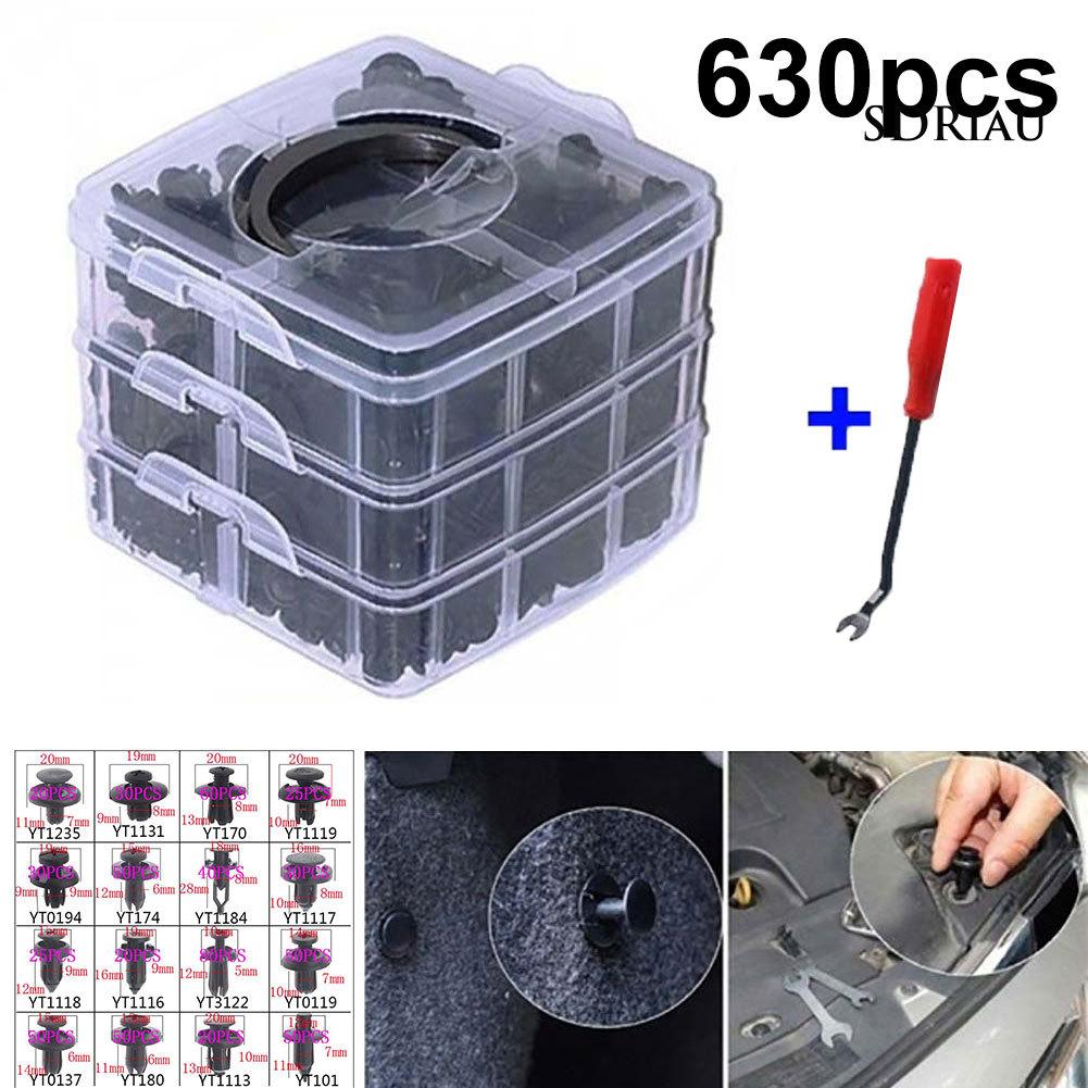 Bộ 630 Đinh Tán Nhựa 16 Kích Cỡ Cho Xe Hơi