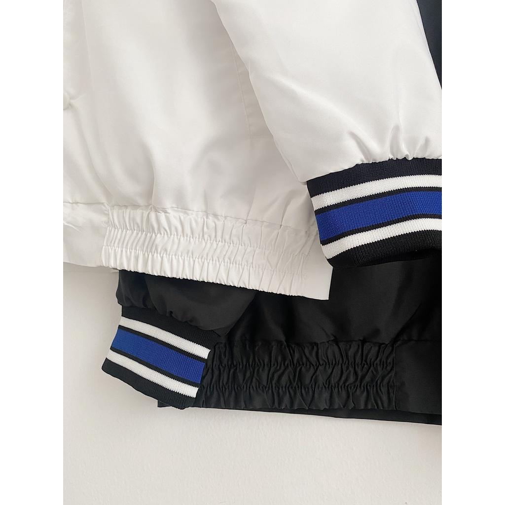 Áo Khoác Bomber Jacket Dù 2 Lớp Form Rộng Phối Chữ Nam Nữ Ullzang Unisex
