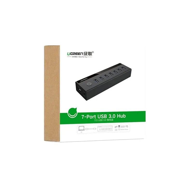 Ugreen UG40522US219TK Màu Đen Bộ chia HUB USB 3.0 sang 7 USB 3.0 hỗ trợ nguồn cao cấp - HÀNG CHÍNH HÃNG