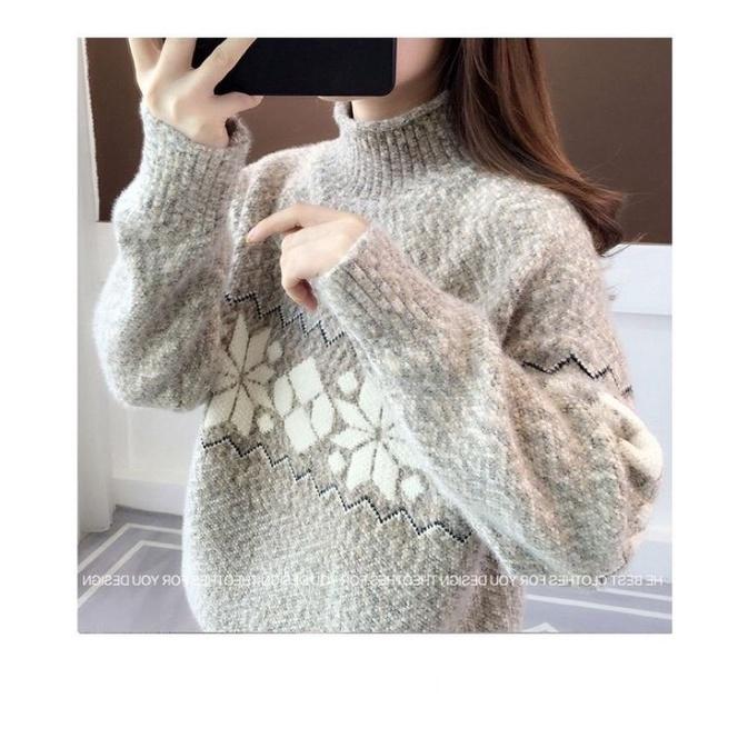 Áo len có cổ, áo len cổ ấm dài 3 phân tay dài dáng áo sweater
