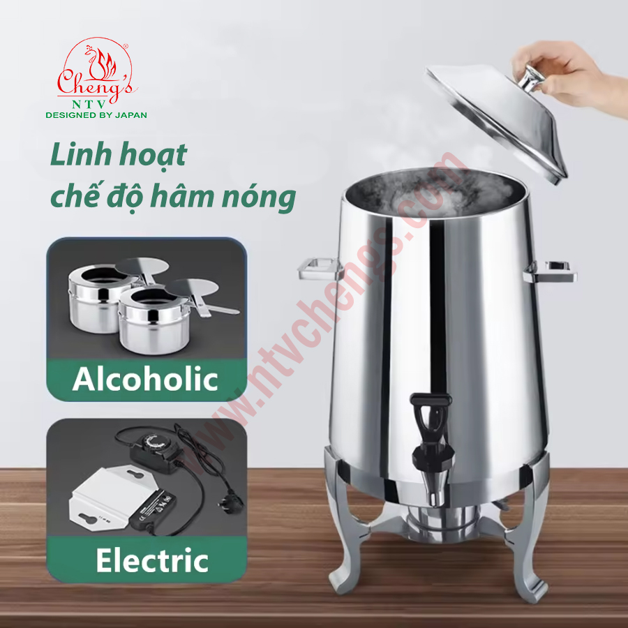 Bình hâm nóng trà cà phê buffet inox cao cấp - Dung tích 13-19 lít/Chuyên nghiệp trong nhà hàng khách sạn/Hàng chính hãng thương hiệu NTV Chengs/Hàng nhập khẩu
