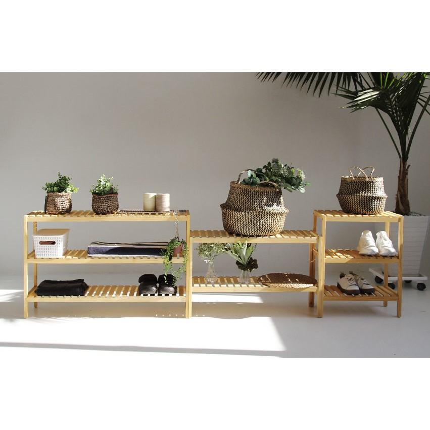 Kệ Để Giày Dép Gỗ Blue Home- 3 Tầng Dài 100cm Cao 60cm - Sản phẩm lắp ráp tiện lợi, có sẵn ốc vít