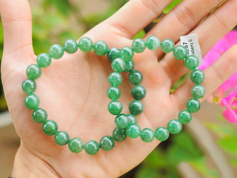 Vòng Đá Thạch Anh Dâu Tây Xanh Cho Người Mạng Mộc Và Mạng Hỏa - 12 li