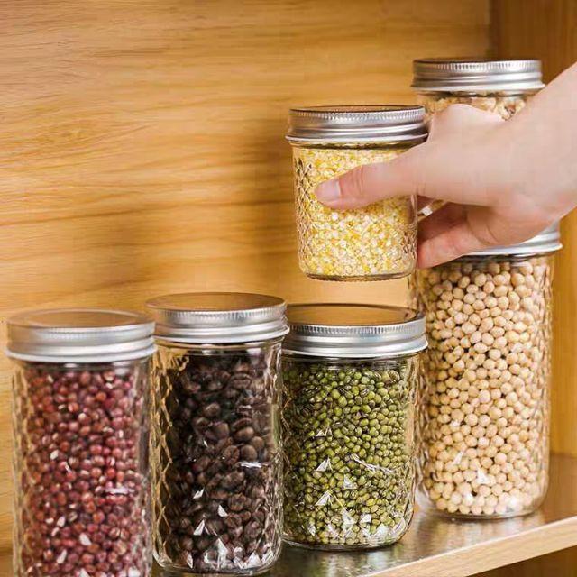 Bình thủy tinh nắp nhôm thân kim cương nhiều dung tích
