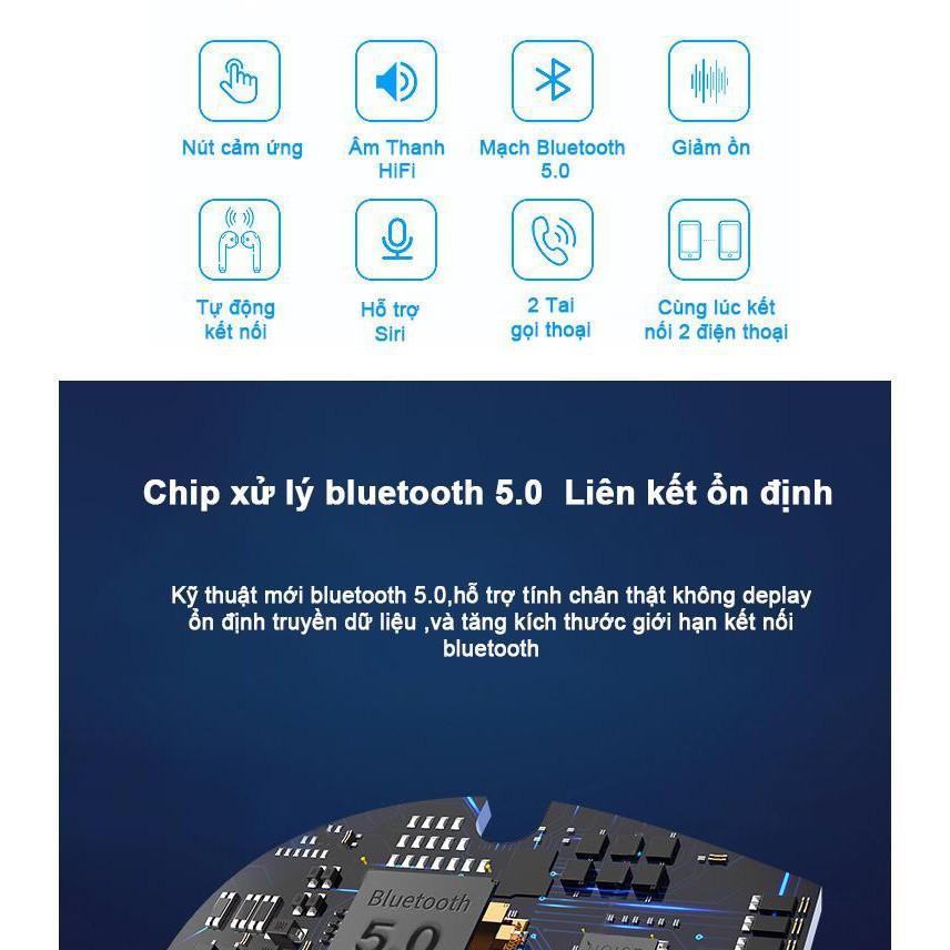 Tai nghe bluetooth không dây I12 TWS công nghệ 5.0 cảm ứng chạm cực nhạy hàng nhập khẩu